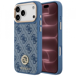 Husa MagSafe pentru Apple iPhone 18 Pro Max / 17 Pro Max, Guess, 4G Strass Logo, Albastra