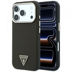 Husa MagSafe pentru Apple iPhone 18 Pro Max / 17 Pro Max, Guess, Kevlar Triangle Logo, Maro