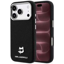 Husa MagSafe pentru Apple iPhone 18 Pro Max / 17 Pro Max, Karl Lagerfeld, Grained Choupette Head, Neagra
