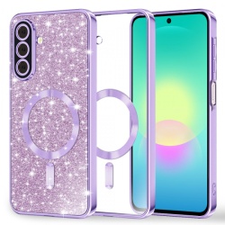 Husa MagSafe pentru Samsung Galaxy A27 5G, Techsuit, Luxury Glitter, Mov Deschis