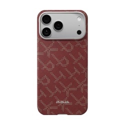 Husa Pitaka pentru iPhone 17 Pro, Ultra-Slim, PitaTap™, Monogram-Gold/Red