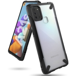 Husa Premium Ringke Fusion X Compatibila Cu Samsung Galaxy A21s, transparenta Cu Margine Neagra - Img 3