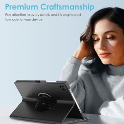 Husă Rotativă TiMOVO pentru Samsung Galaxy Tab A11+ / A11 Plus 11" (2025), Suport Pivotant 90° Orizontal / Vertical, Funcție Auto Sleep/Wake, Bandă Elastică, Piele Ecologică, Negru - Img 2