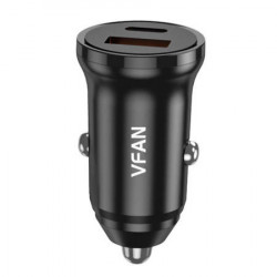Incarcator auto Vipfan C03, USB + USB-C, 20W, PD + QC 3.0 (negru)
