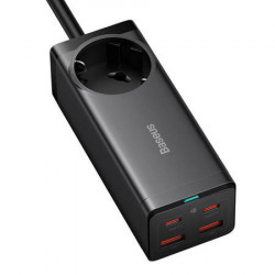 Incarcator de perete Baseus GaN3 Pro / powerstrip 2xUSB + 2xUSB-C + AC, 100W (negru) - Img 2