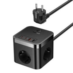 Incarcator de perete Baseus PowerCombo 3AC+2U+2C 30W, 1,5 m (negru)