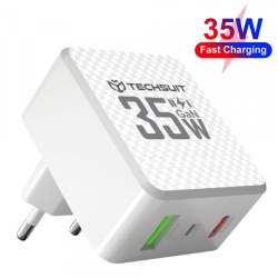Incarcator Retea Techsuit CHPD173 Tiny, 35W, 3A, 1 x USB-A - 1 x USB-C, Alb