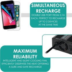 Invertor Auto 12V la 220V 300W OVERMUST, Priză AC 220V, 2 Porturi USB 2.1A, Ventilator Inteligent Silențios, Încărcare Simultană 3 Dispozitive, Protecție la Supratensiune și Scurtcircuit - Img 2