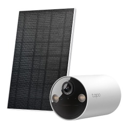 Kit camera de supraveghere + panou solar TP-Link Tapo C410 KIT, 3MP, 2K 2304x1296, Color Night Vision, Two-Way Audio, detectie AI, alarma luminoasa si sonora, acumulator, montare fara cabluri, IP65