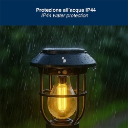 Lampă Solară de Gradină cu Senzor de Mișcare BEPER P207ILO106, 3 Moduri de Iluminare, cu Țăruș de Fixare și Mâner, Certificare IP44, Negru - Img 6