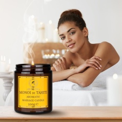 Lumânare pentru Masaj Cald Monoi de Tahiti 100 g, din Ceară Naturală de Soia, Ulei de Cocos și Oleorășină de Vanilie, Ulei Hidratant de Corp, Aromaterapie și Relaxare - Img 9