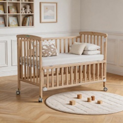 Patut din lemn bebe, 120x60,natur,U-Grow - Img 7