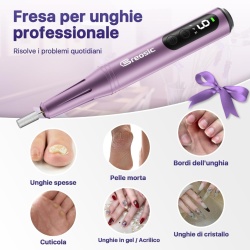Pila Electrică Profesională Fără Fir Typec Home, 35.000 RPM, Set 12 Capete de Freză și 31 Benzi, Ecran LED, Autonomie Extinsă, Alb / Violet - Img 4