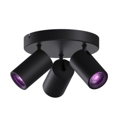 Plafoniera Calex Smart, Rotative in 3 directii, 3 Becuri GU10, 345 lumeni, Aplicatie dedicata, Compatibil cu Amazon Alexa, Negru