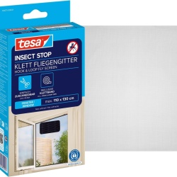 Plasă Anti-Insecte și Țânțari pentru Geam tesa Insect Stop 110 x 130 cm, Pânză Ajustabilă Gri Antracit cu Bandă Adezivă Tip Arici (Hook & Loop), Montaj Fără Găurire, Lavabilă și Reutilizabilă