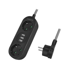 PRELUNGITOR LOGILINK, Schuko x 2, conectare prin Schuko (T), USB x 3, cablu 1.5 m, 16 A, fara protectie, negru, "LPS262U" (timbru verde 0.18 lei)