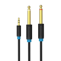 RESIGILAT - Cablu audio Vention BACBJ Mascul TRS 3.5mm la 2x Cablu Audio Masculin 6.35mm 5m Negru