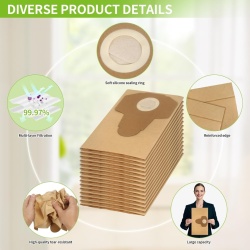 Set 10 Pungi de Hârtie pentru Aspirator tip Typec Home, Compatibile cu Aspiratoare Parkside Lidl PNTS 1250, 1300, PWD 12 A1, Cu Sistem Anti-Scurgere - Img 4