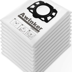 Set 10 Saci de Filtrare din Pânză Textilă (Fleece) Compatibili cu Aspiratoare Umed-Uscate Kärcher WD 2, WD 3, MV 3, SE 4001, SE 4002, Microfibră 3 Straturi Rezistentă la Rupere, Filtrare 99.97%