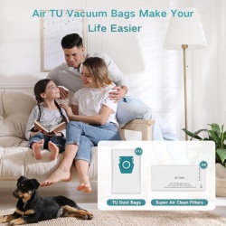 Set 12 Saci de Praf Tip TU 3D Compatibili Miele Guard L1 și S1 + 4 Filtre Evacuare AirClean, Capacitate 4.5L, Filtrare Avansată în 5 Straturi, Albastru/Verde - Img 2