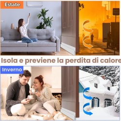Set 2 Benzi Autoadezive Izolație Sub Ușă din TPE Flexibil, 100 x 5 cm, Etanșare Fonică și Termică cu Structură Tubulară Triplu-Strat, Acoperire Fante Până la 4 cm, Protecție Anti-Curent, Praf și Insecte, Alb - Img 5