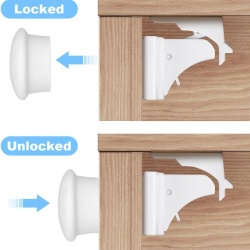 Set 2 Chei Magnetice de Rezervă pentru Siguranța Copiilor, Chei Magneți pentru Dulapuri și Sertare, Montaj Fără Unelte, Design Ergonomic - Img 6