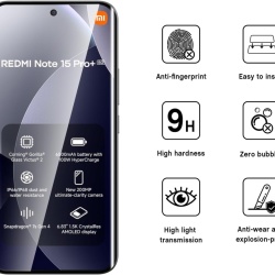 Set 2 Folii de Protecție din Sticlă Securizată 3D WFTE pentru Xiaomi Redmi Note 15 Pro Plus / Poco M8 Pro 5G, Duritate 9H, Margini Negre - Img 7