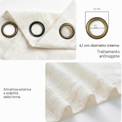 Set 2 Perdele Voal Topfinel cu In Natural 140 x 235 cm, Finisaj Semitransparent cu Inele Metalice (Capsate), Stil Modern Boem pentru Living și Dormitor - Img 3