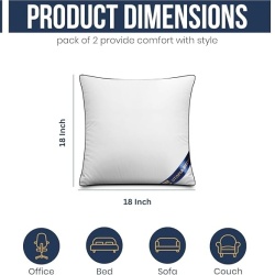 Set 2 perne decorative pentru umplutură Utopia Bedding, 45 x 45 cm (18x18 inch), umplutură siliconizată pufoasă, perne albe pentru canapea, fotoliu sau pat - Img 2