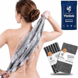 Set 2 Prosoape Exfoliante pentru Corp Yiclick, Lungime 101 cm, Textură Dublă (Rugos & Moale), Spumare Bogată, Curățare Spate și Drenaj Limfatic, Potrivite pentru Piele Sensibilă și Normală