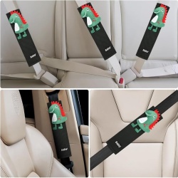 Set 2 protectii pentru centura auto Typec, perne moi pentru umar cu model dinozaur, reglaj confort centura siguranta copii, Verde + Rosu - Img 3
