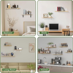 Set 2 Suporturi Metalice pentru Polițe SAYAYO Heavy Duty, Fier Masiv Grosime 5 mm, Profil L 300 x 150 mm, Încărcare până la 50 kg, Vopsire Negru Mat, Kit Complet de Montaj Inclus - Img 2