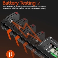 Set 2 testere digitale pentru baterii AKIELO+, ecran LCD, fără baterie necesară, verificator universal pentru AA, AAA, C, D, 9V și baterii tip pastilă (1.5V) - Img 5