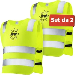 Set 2 Veste Reflectorizante pentru Copii, Mărime Universală 2-12 Ani, Benzi Reflectorizante 360°, Certificare Europeană EN 1150:1999, Galben Neon