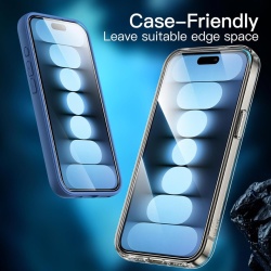 Set 3 Folii de Protecție din Sticlă Securizată JETech pentru iPhone 15 Pro Max, Duritate 9H, Ultra-Transparente, cu Cadru de Montare - Img 4