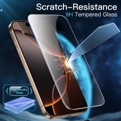 Set 3 Folii Sticlă Securizată JETech pentru iPhone 16 Pro Max 6.9", Duritate 9H, Margini Curbate 2.5D, Aplicator Inclus, Claritate HD - Img 4