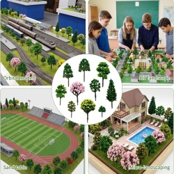 Set 30 Copaci Miniaturali pentru Machete și Diorame, Vegetație Artificială pentru Modelism Feroviar, Peisagistică Arhitecturală, Proiecte Școlare și Jocuri Wargame - Img 2