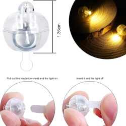 Set 30 Mini Lumini LED Decorative pentru Baloane și Lampioane, Lumină Albă Caldă, Diametru 1.3 cm (0.5 Inch), Peste 48 Ore Autonomie, Rezistente la Apă, Reutilizabile cu Baterii LR41 Incluse - Img 6