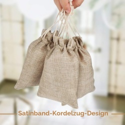 Set 30 Săculeți din Iută Naturală 10 x 15 cm, Săculeți Cadou cu Șnur Textil, Reutilizabili, pentru Bijuterii, Calendar Advent, Proiecte DIY, Nunți și Crăciun - Img 3