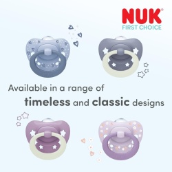 Set 4 Suzete Ortodontice NUK First Choice Classic Night, 0–6 Luni, Fosforescente, Mov - Img 5