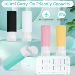Set 5 Recipiente de Călătorie din Silicon, Sticluțe Refolosibile 100 ml 100% Etanșe cu Geantă de Depozitare, pentru Șampon și Cosmetice - Img 7