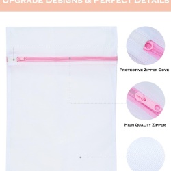 Set 5 Saci / Plase de Spălare pentru Mașina de Spălat și Organizare în Călătorii, Roz, Diverse Dimensiuni (M, XL), Fermoar Ascuns Protejat, pentru Lenjerie, Sutien, Încălțăminte și Haine Delicate - Img 6