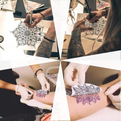 Set 50 Coli Hârtie de Transfer Tatuaje A4, Șablon Carbon 4 Straturi pentru Copiator Termic și Desen Manual, Hârtie Indigo Profesională pentru Tatuat, Body Painting și Proiecte DIY - Img 2