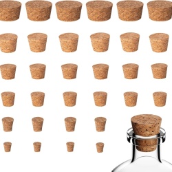 Set 50 Dopuri din Plută Naturală pentru Sticle, 6 Dimensiuni Asortate, Format Conic, Reutilizabile, pentru Îmbuteliere Vin, Recipiente Ulei, Borcane și Proiecte Creative DIY