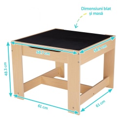 Set masuta si 2 scaune,lemn natur,U-Grow - Img 5