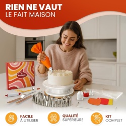 Set Profesional pentru Ornat și Decorat Prăjituri și Torturi 61 Piese cu Platou Rotativ 28 cm, Bază Antiderapantă, Șprițuri din Inox, Poșuri, Spatule și Feliator Tort, Suportă până la 5 kg - Img 6