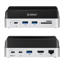 Stație de andocare Orico MiniDock 10-în-1 cu compartiment pentru hard disk SSD - Argintiu
