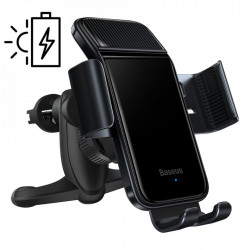Suport auto electric automat cu incarcare solara Baseus cu prindere in fanta climatizare black (SUZG000001)
