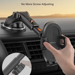 Suport Auto pentru Telefon APPS2Car, Fixare cu Ventuză Gel și Pad Adeziv 3M pe Parbriz sau Bord, Braț Telescopic Reglabil, Rotație 360°, Buton Quick-Release, Compatibil 4.7 - 6.8 Inch, Negru - Img 7