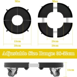 Suport Mobil Telescopic pentru Ghivece și Umbrele VIBINHO, Diametru Reglabil 38-50 cm, Capacitate 200 kg, Roți Pivotante la 360° cu Frână, Rezistent la Intemperii, Negru - Img 7